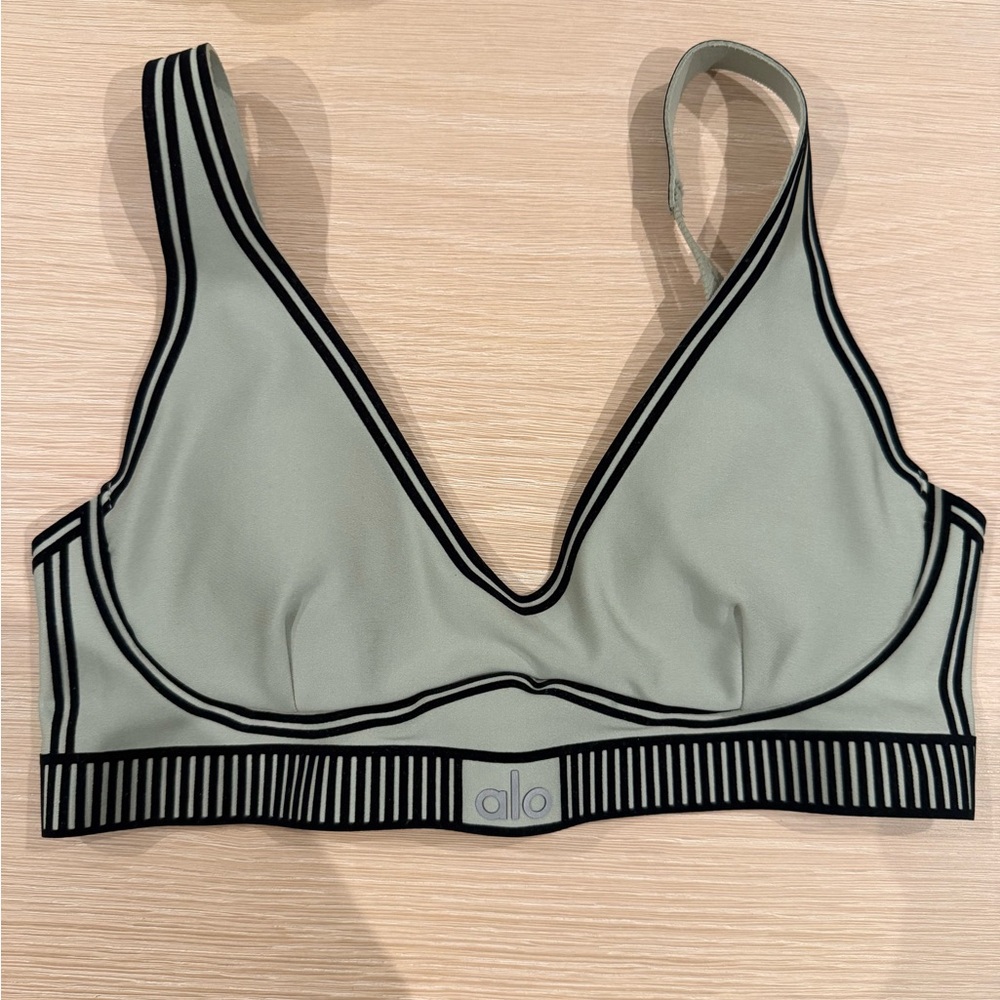 ALO Yoga Women's Olive Striped Bralette